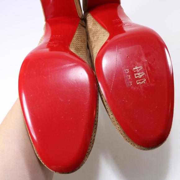 Incastrana 55mm Tan Biscotto Perforated Suede Padded Round Pumps D524 - Picture 10 of 12